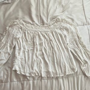 white linen crop top